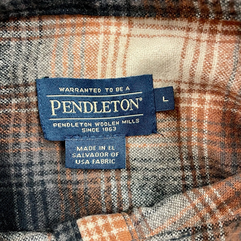 Pendleton Plaid Button Down Shirt - Brown And Bla… - image 3